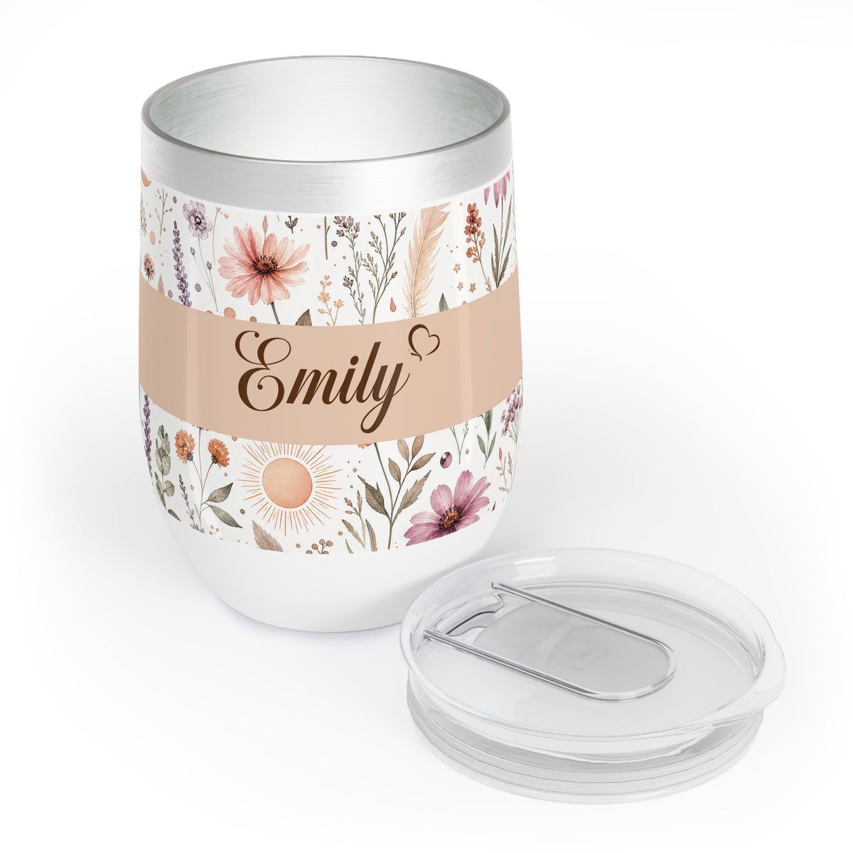 Personalized Boho Wildflower Wine Tumbler