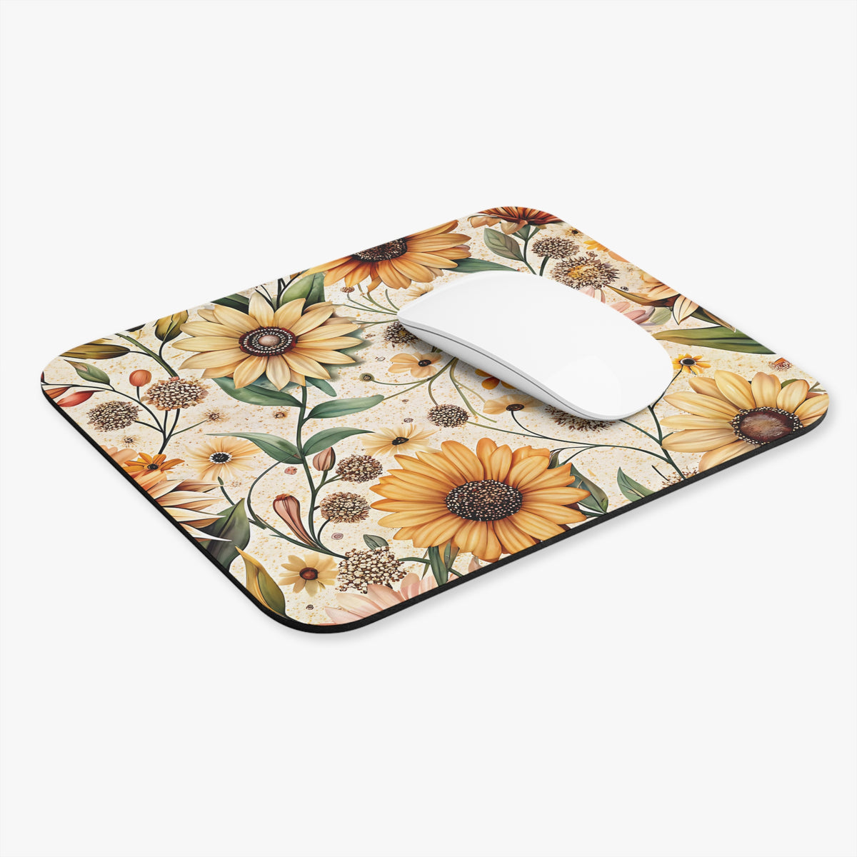 Boho Wildflower Mouse Pad, Vintage Floral Design