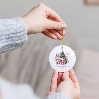 Personalized Baby's 1st Christmas Ornament, Baby Girl Christmas Ornament, Nutcracker Theme, Holiday Keepsake