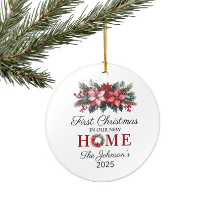 Personalized First Home Christmas Ornament, Gift for New Homeowners, Family Keepsake