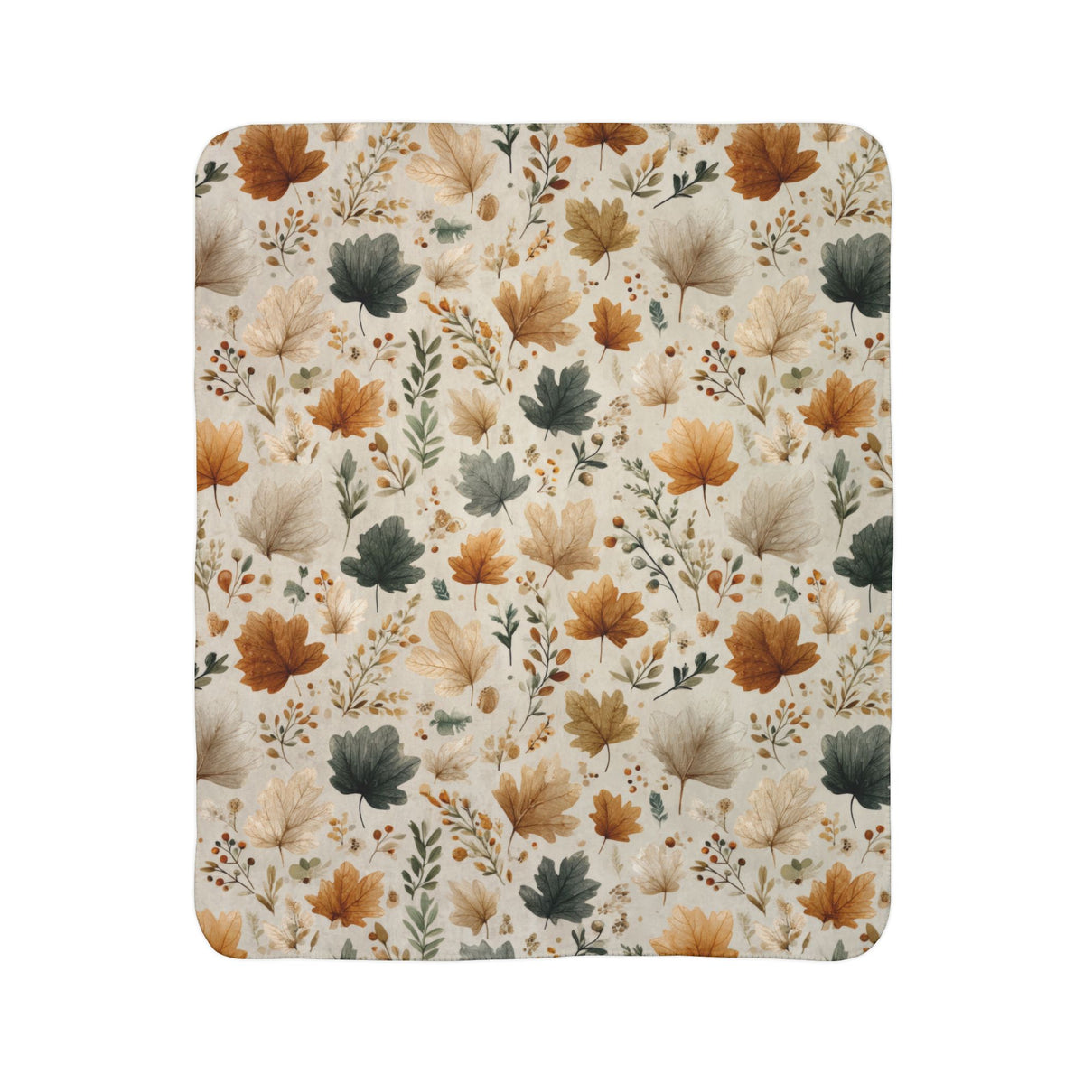 Autumn Leaves Sherpa Blanket, Cozy Boho Fall Throw