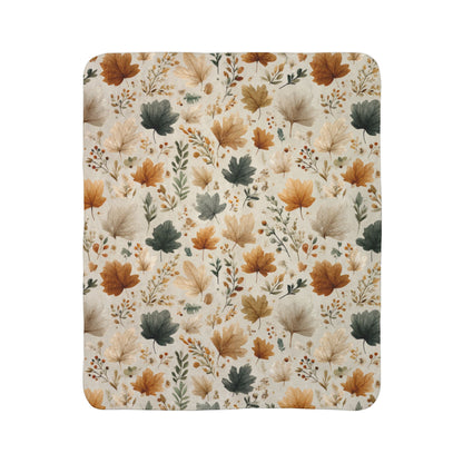 Autumn Leaves Sherpa Blanket, Cozy Boho Fall Throw