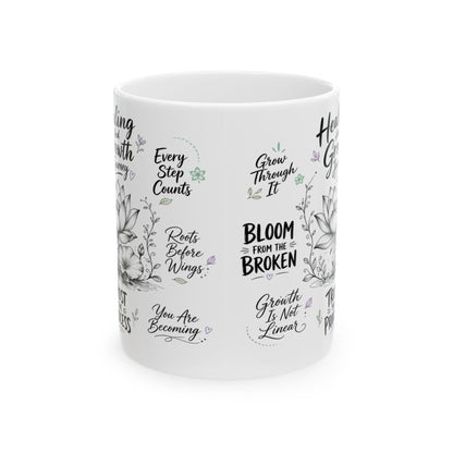 Healing & Growth Journey Mug, Trust the Process Inspirational Lotus Design