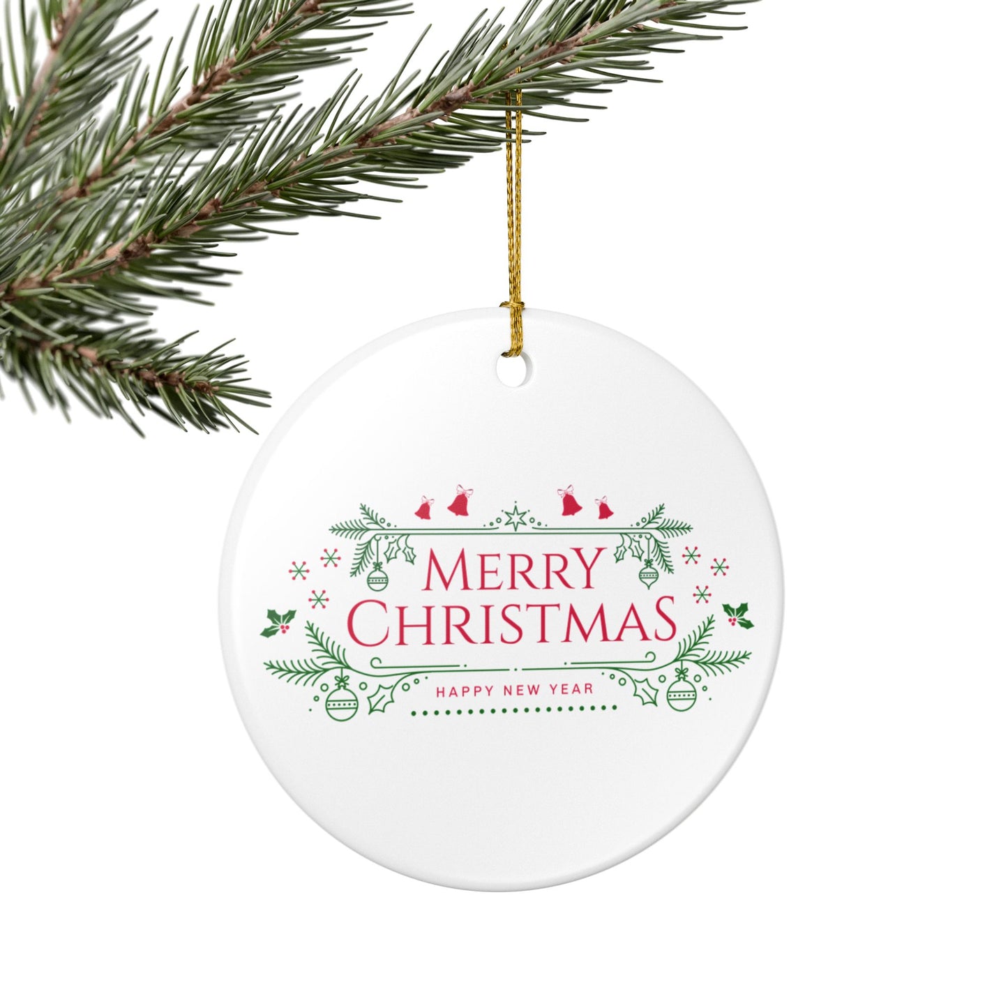 Merry Christmas Ceramic Ornament, Holiday Decor, Xmas Tree Hanging, Festive Gift, New Year Decoration
