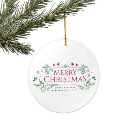 Merry Christmas Ceramic Ornament, Holiday Decor, Xmas Tree Hanging, Festive Gift, New Year Decoration