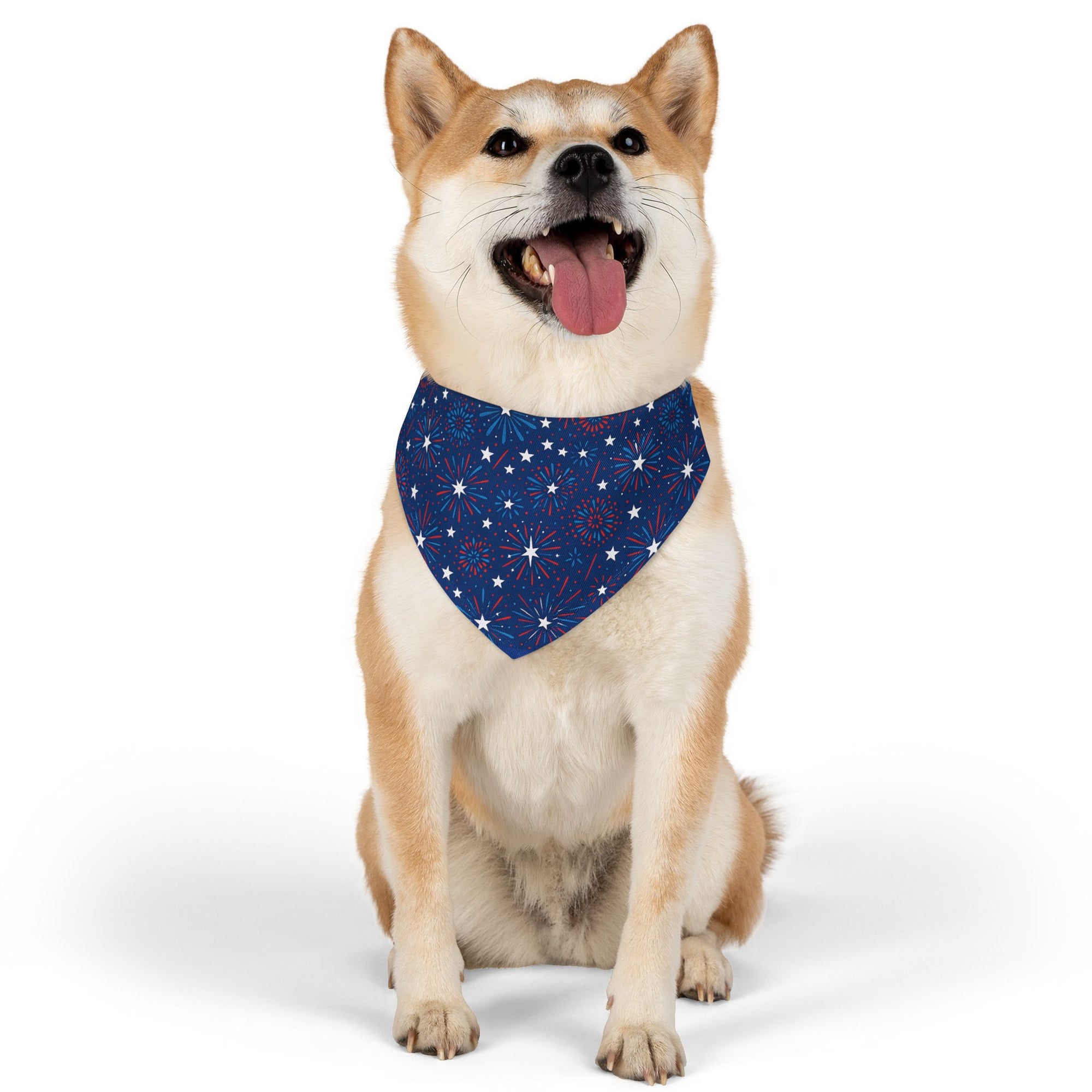 Patriotic Fireworks Pet Bandana Collar, Perfect for Celebrations, Dog Parties, 4th of July, Adjustable Collar, Pet Accessories, Festive Pet