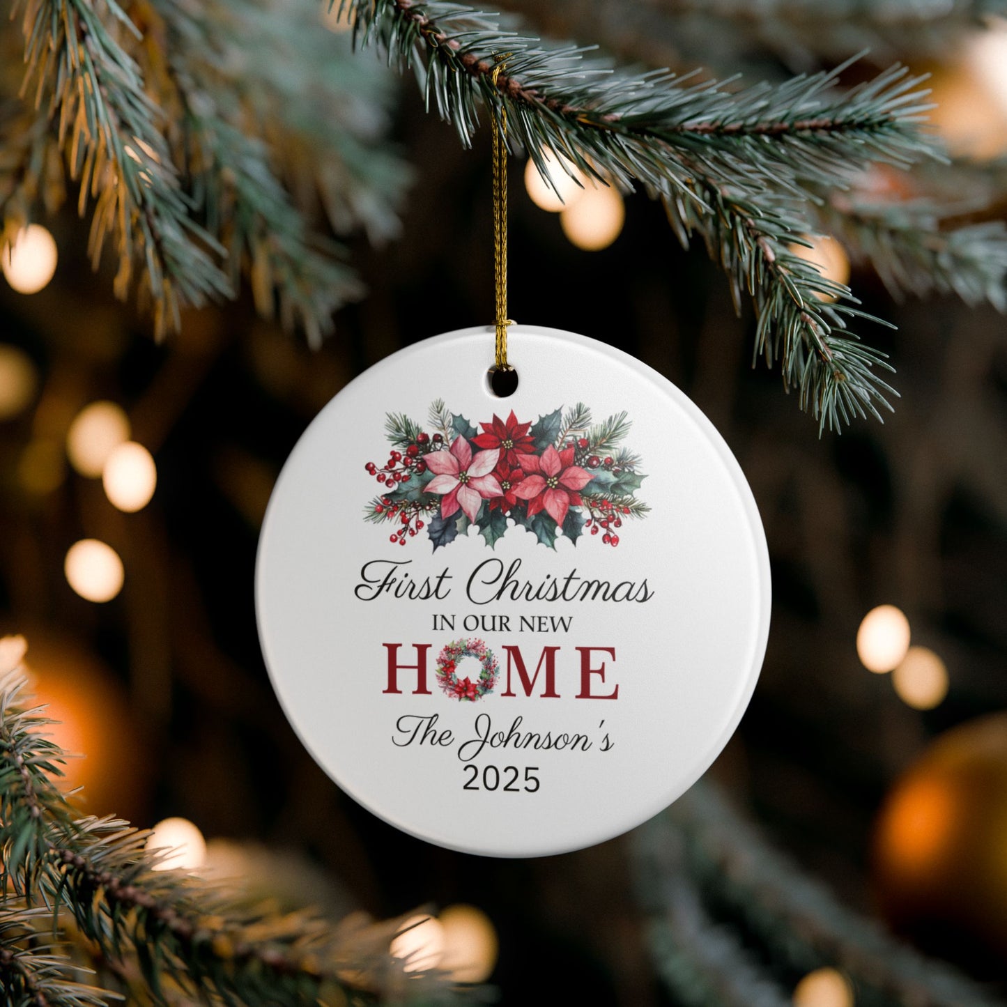 Personalized First Home Christmas Ornament, Gift for New Homeowners, Family Keepsake