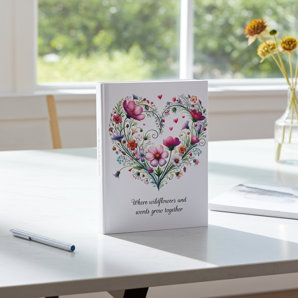 Wildflower Floral Heart Journal, Blooming Botanical Notebook