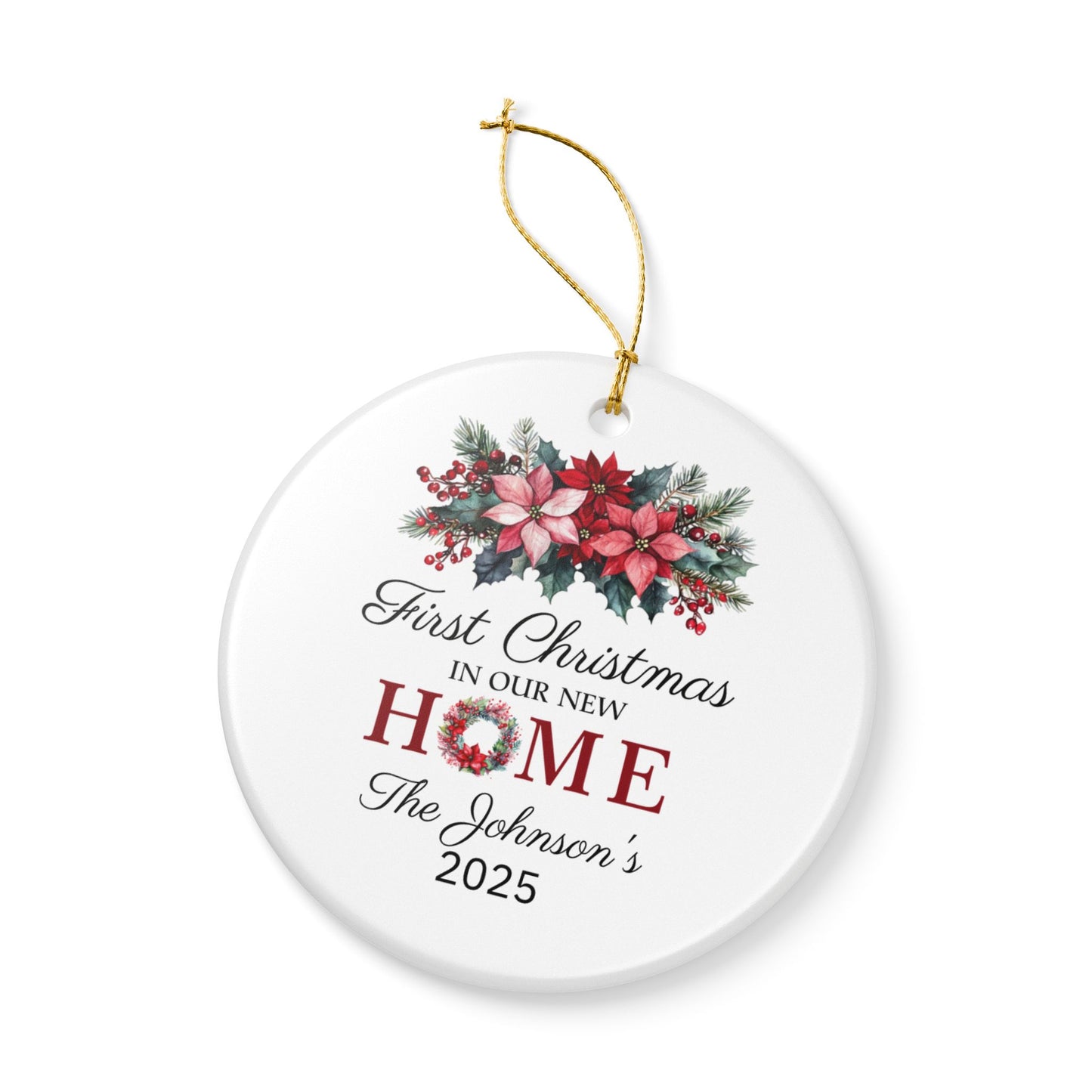 Personalized First Home Christmas Ornament, Gift for New Homeowners, Family Keepsake