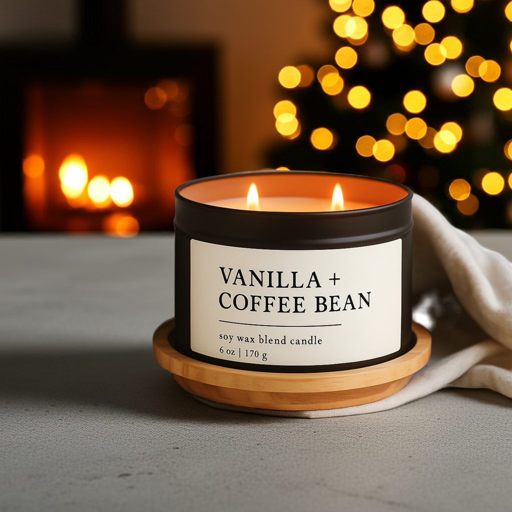 Vanilla + Coffee Beab Soy Wax Blend Candle, 6 oz 2-Wick