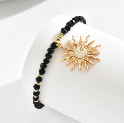 Golden Sun Celestial Beaded Anklet, Boho Ankle Bracelet