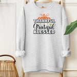 Thankful Grateful Blessed Pumpkin Sweatshirt, Fall Thanksgiving Pullover