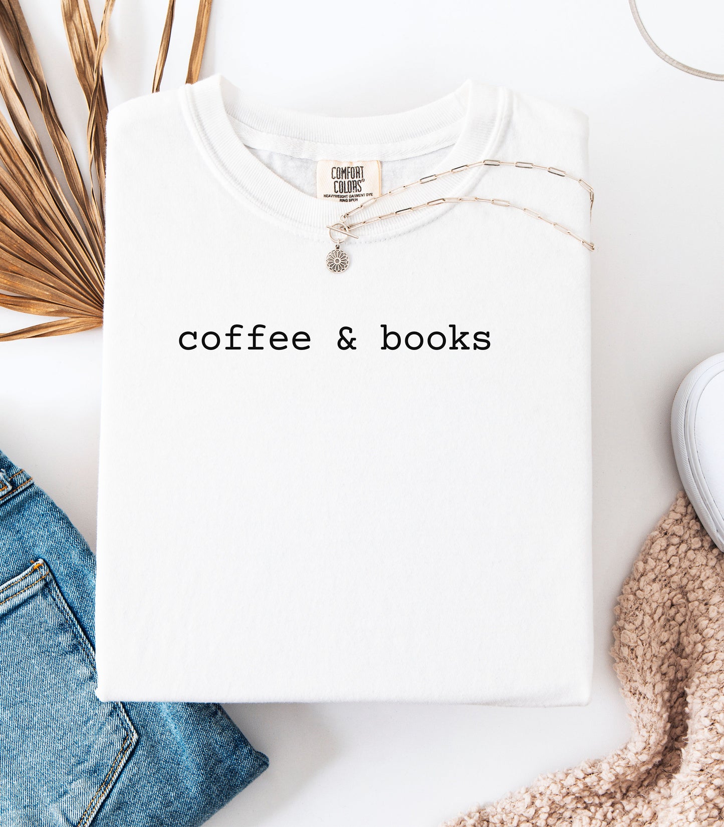 Coffee & Books T-Shirt, Cozy Graphic Tee for Book Lovers and Coffee Fans