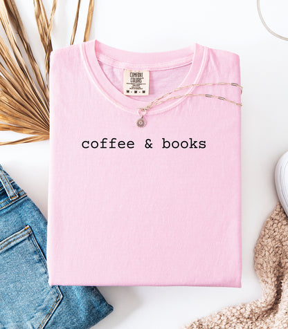 Coffee & Books T-Shirt, Cozy Graphic Tee for Book Lovers and Coffee Fans