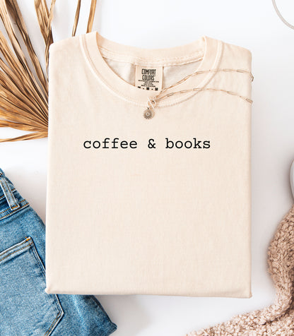 Coffee & Books T-Shirt, Cozy Graphic Tee for Book Lovers and Coffee Fans