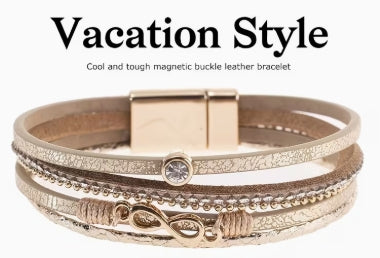 Multi-Layered Leather Infinity Love Bracelet