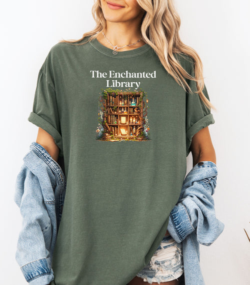 The Enchanted Library T-Shirt – Witchy Book Lover Tee with Magical Vibes