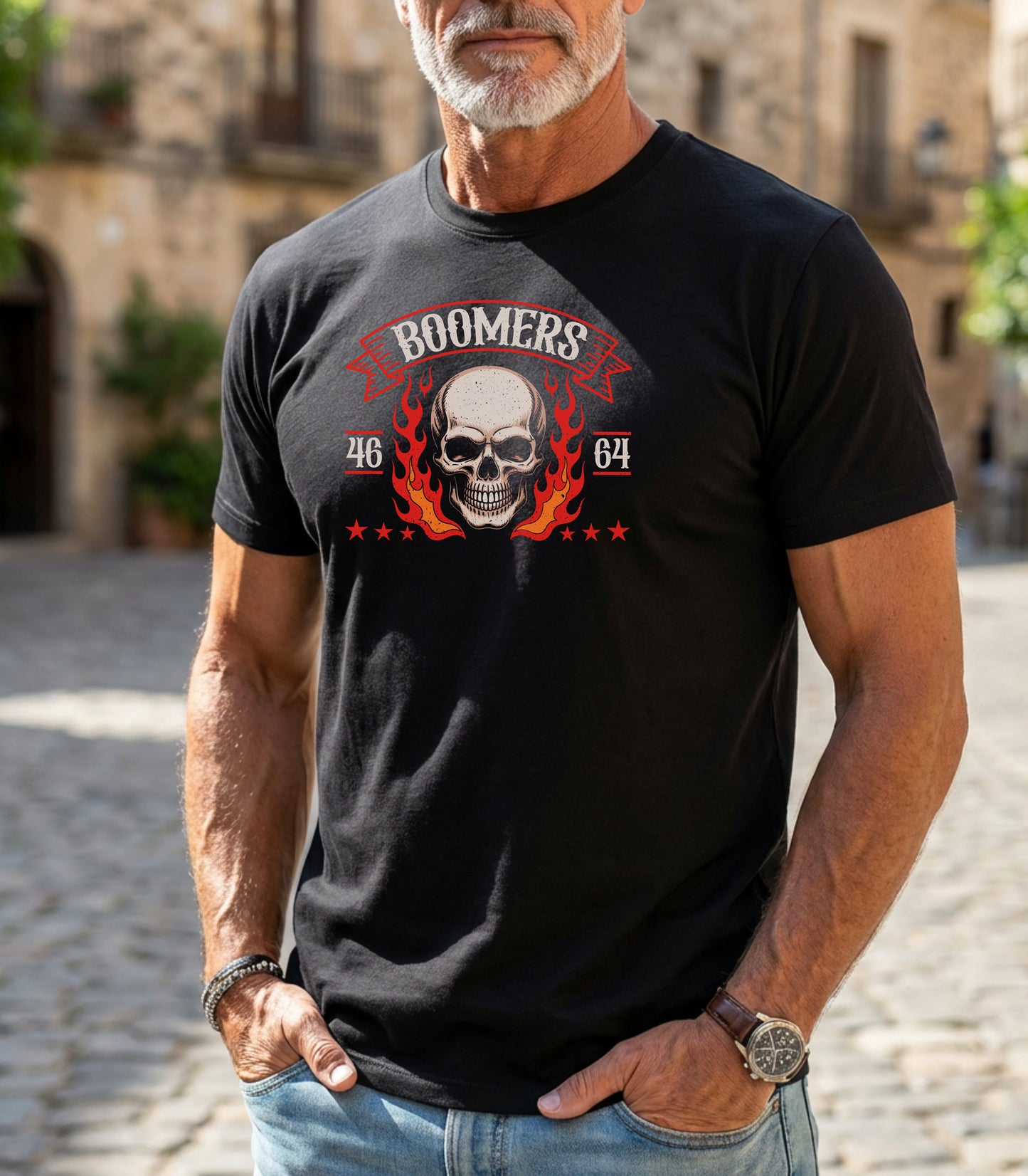 Boomer 1946 to 1964 Flaming Skull Vintage T-Shirt
