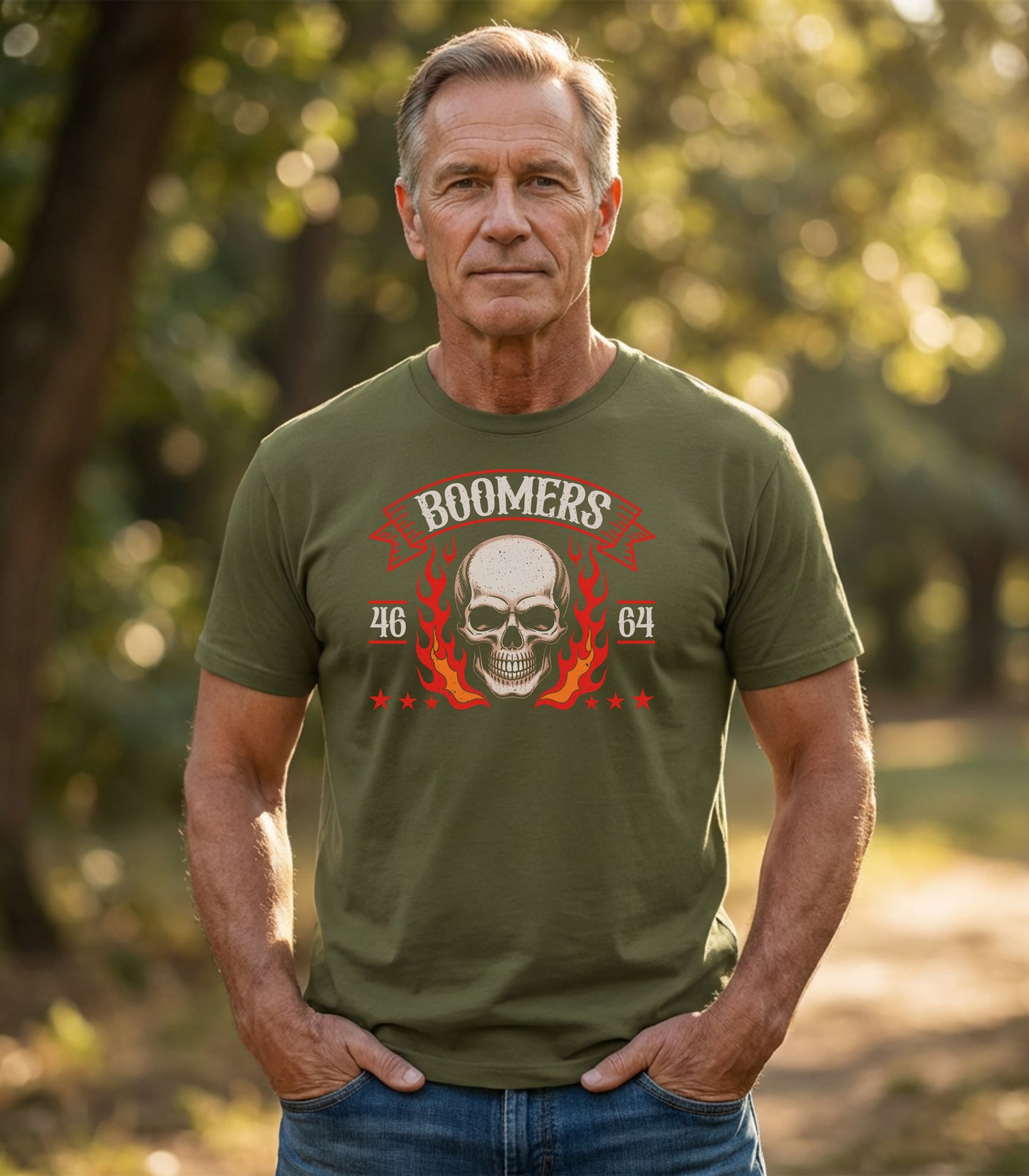Boomer 1946 to 1964 Flaming Skull Vintage T-Shirt