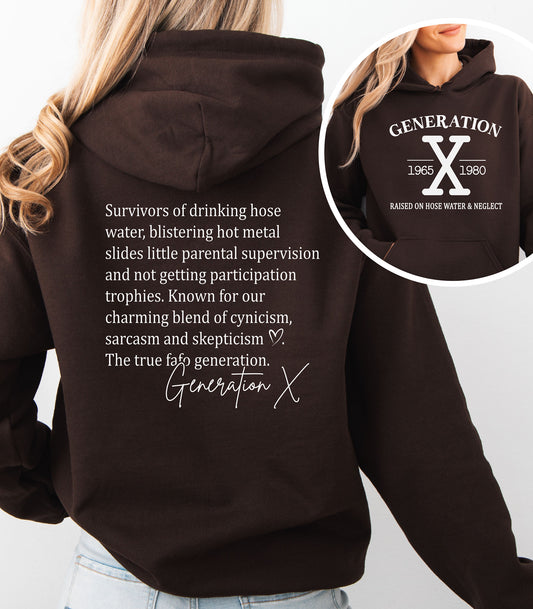 Gen X Vintage Front & Back Graphic Hoodie – Raised Tough