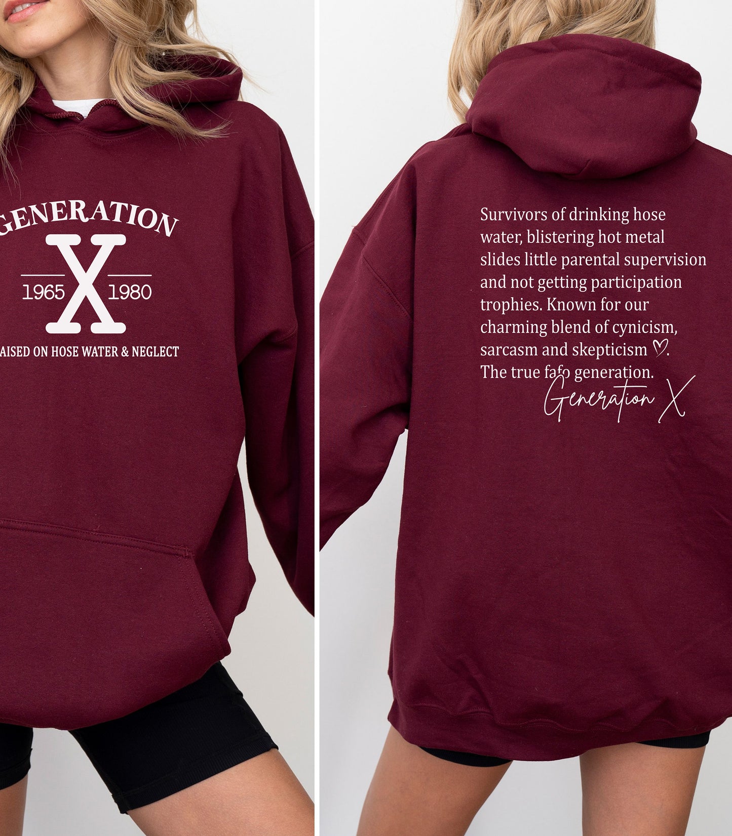 Gen X Vintage Front & Back Graphic Hoodie – Raised Tough