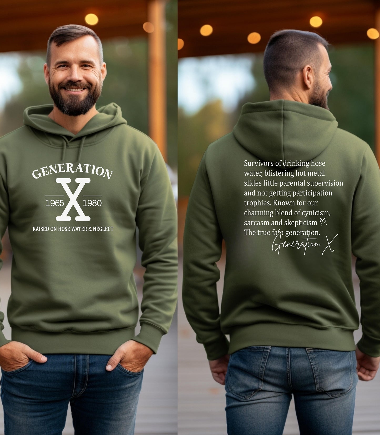 Gen X Vintage Front & Back Graphic Hoodie – Raised Tough