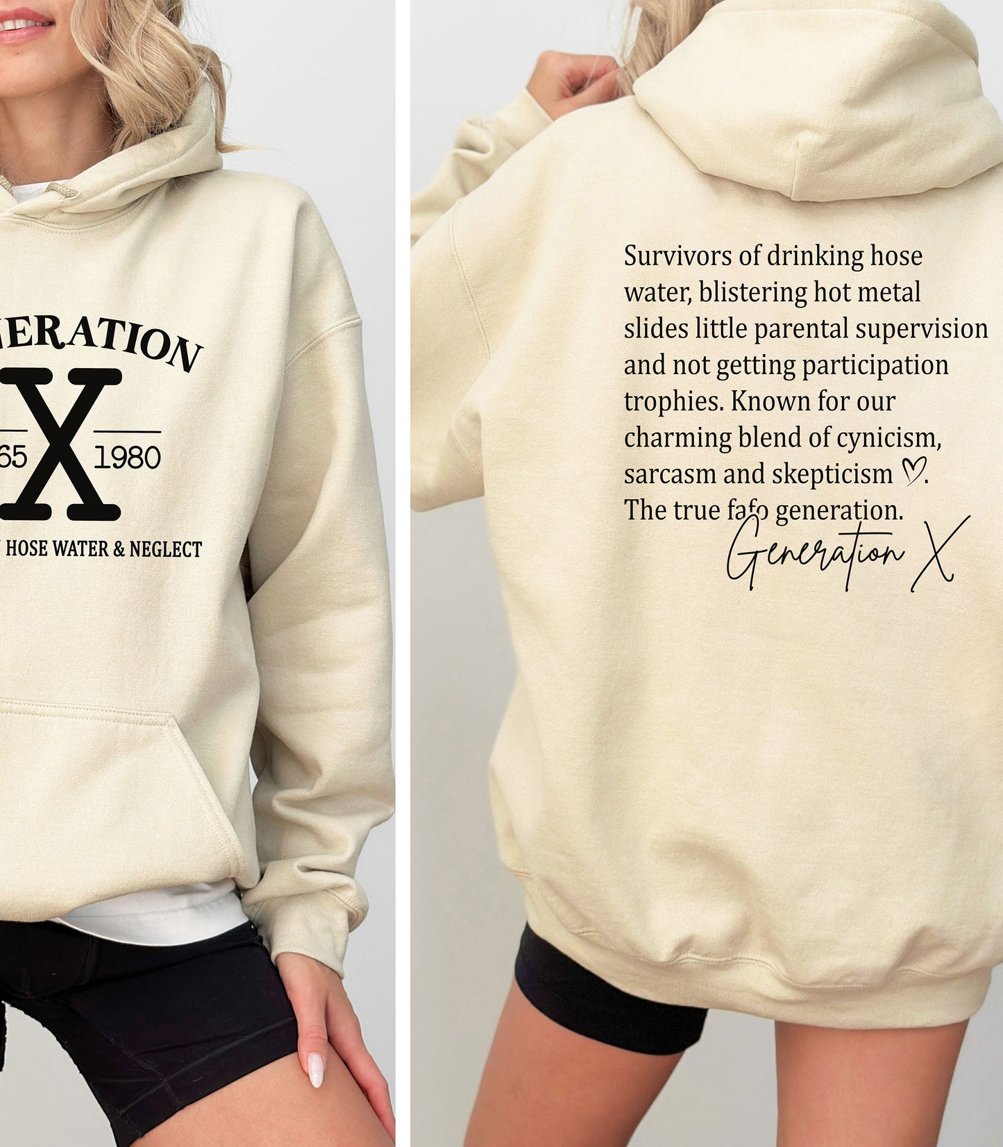 Gen X Vintage Front & Back Graphic Hoodie – Raised Tough