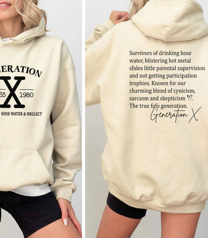 Gen X Vintage Front & Back Graphic Hoodie – Raised Tough