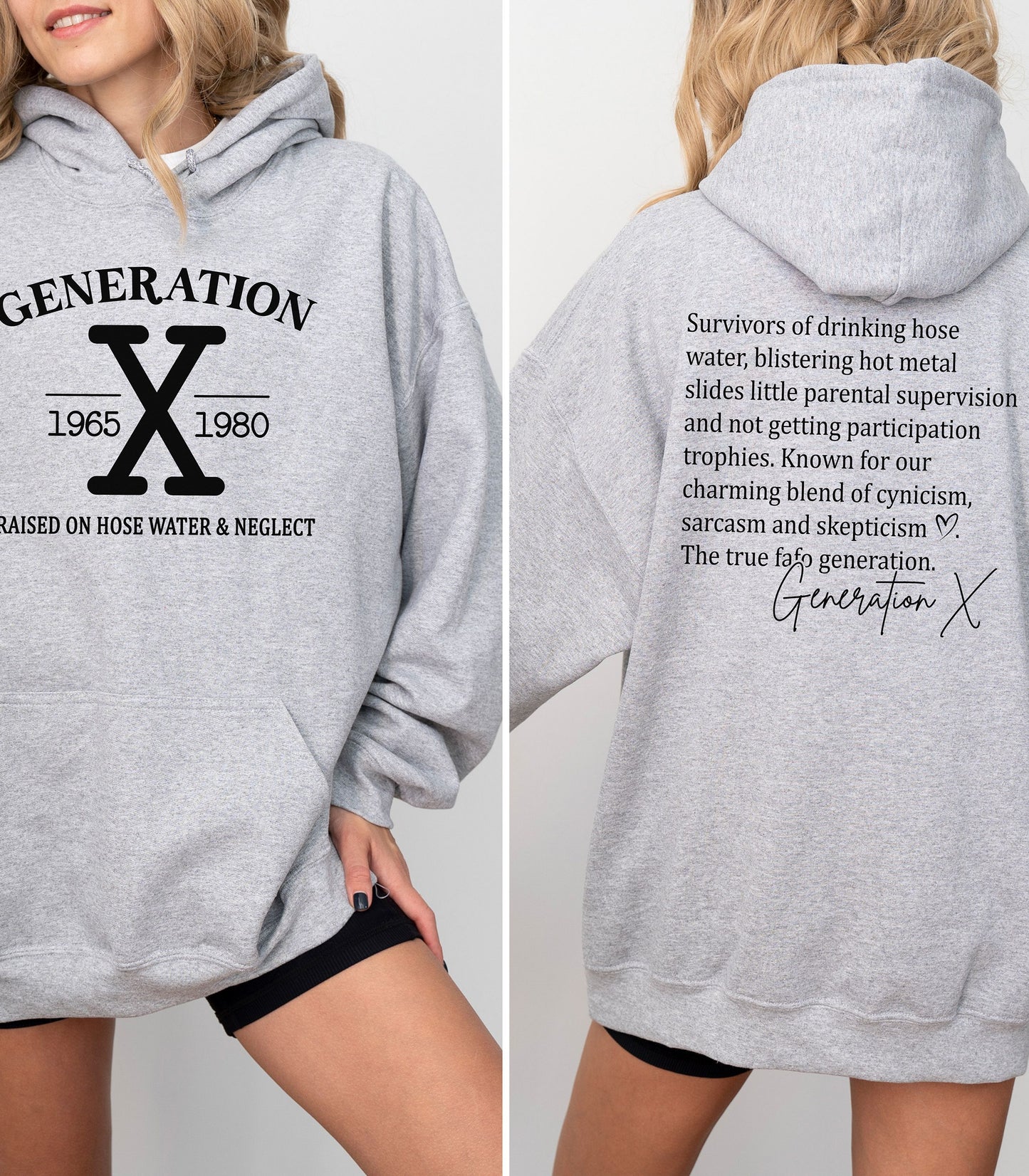 Gen X Vintage Front & Back Graphic Hoodie – Raised Tough