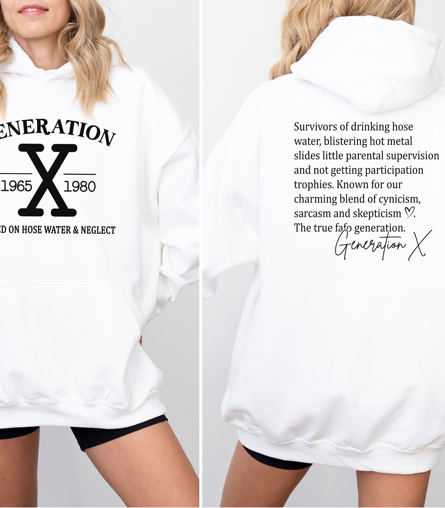 Gen X Vintage Front & Back Graphic Hoodie – Raised Tough