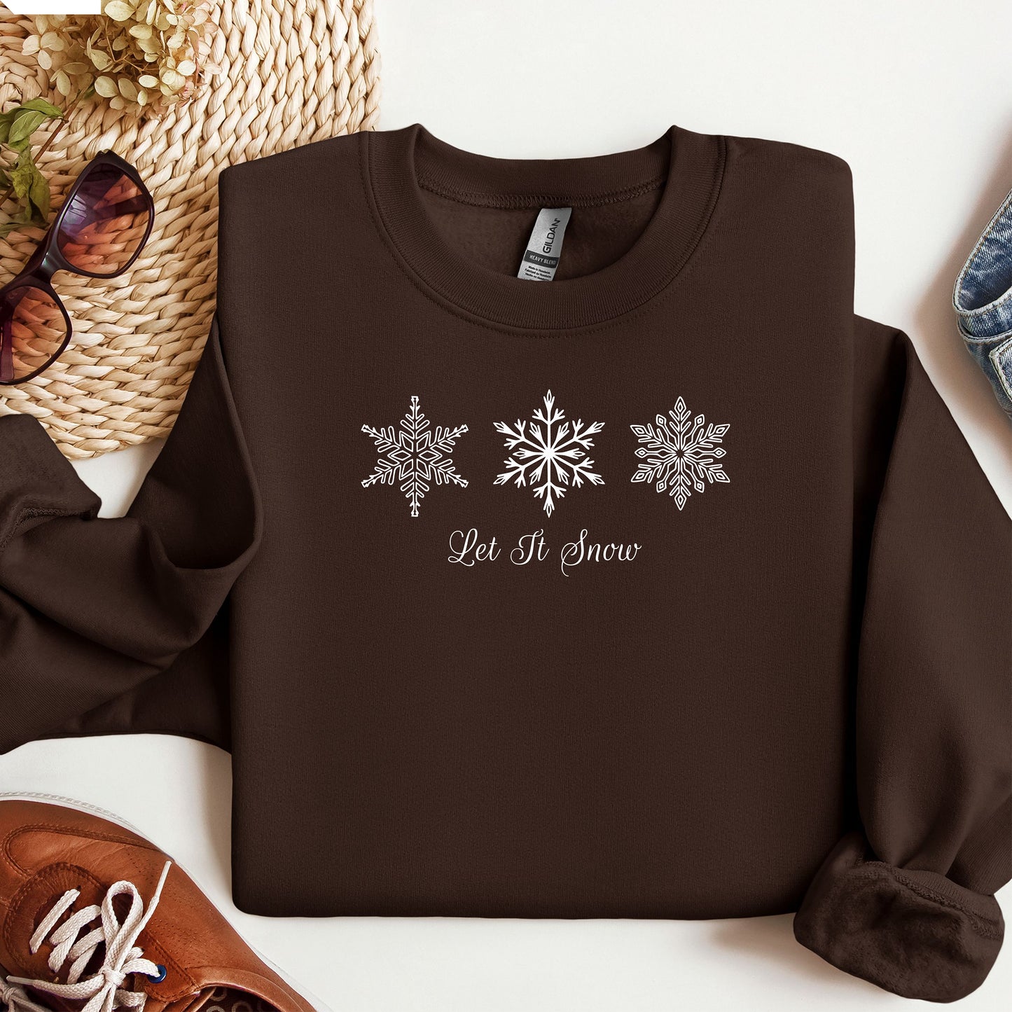 Let It Snow Snowflake Sweatshirt, Elegant Winter Snowflakes, Holiday Gift, Christmas Sweater, Winter Outfit
