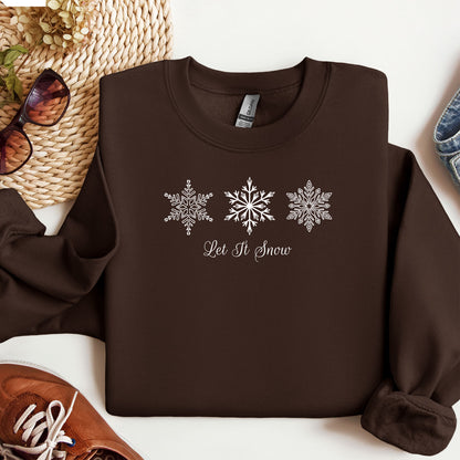 Let It Snow Snowflake Sweatshirt, Elegant Winter Snowflakes, Holiday Gift, Christmas Sweater, Winter Outfit