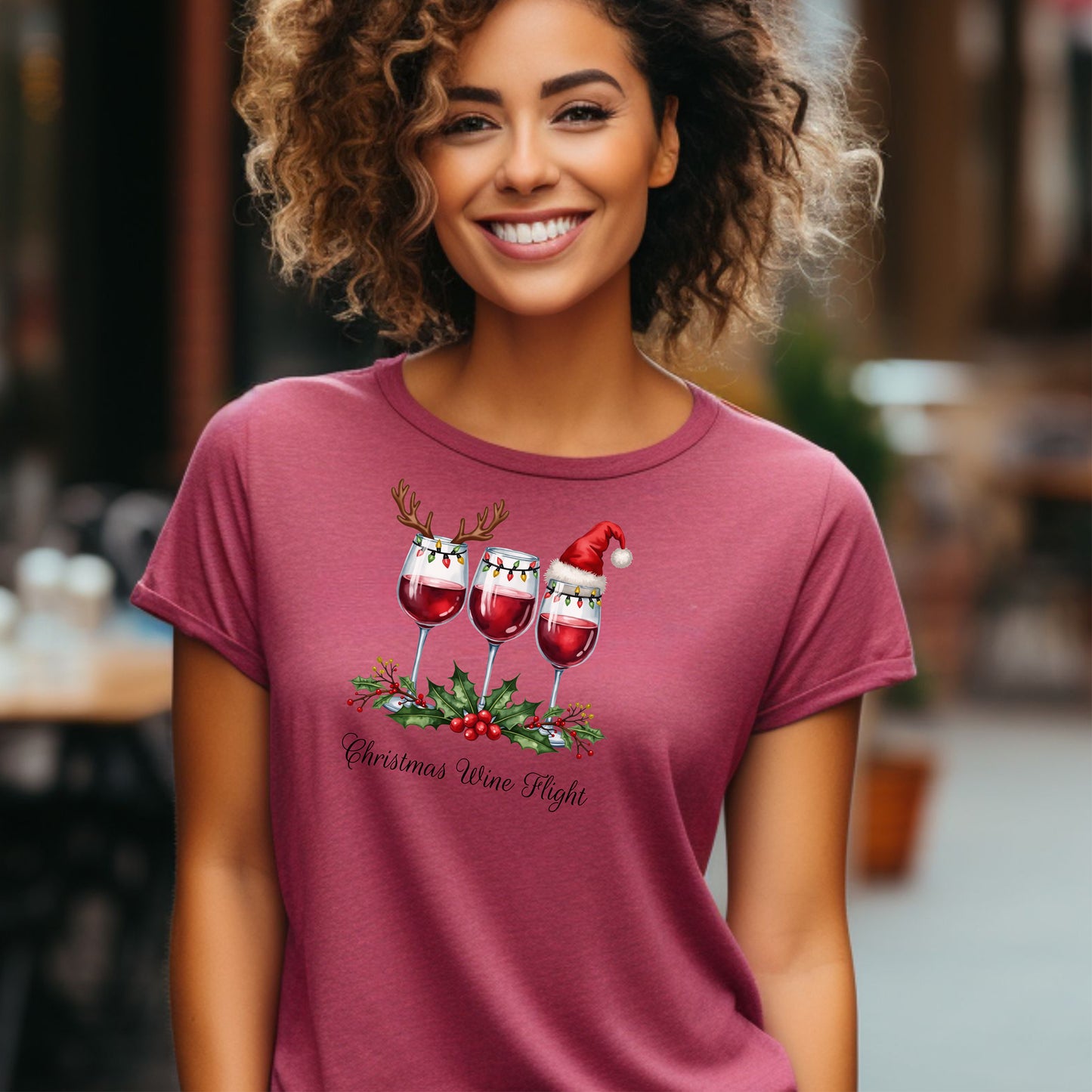 Christmas Wine Flight T-Shirt, Festive Holiday Tee, Holiday Celebration Shirt