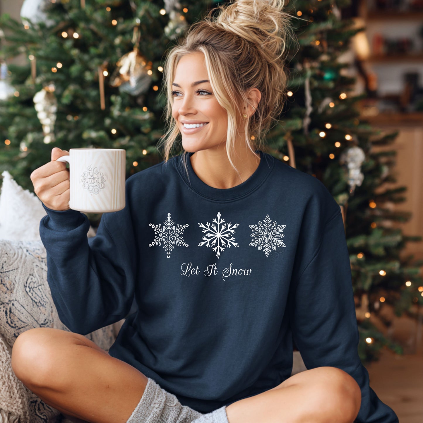 Let It Snow Snowflake Sweatshirt, Elegant Winter Snowflakes, Holiday Gift, Christmas Sweater, Winter Outfit