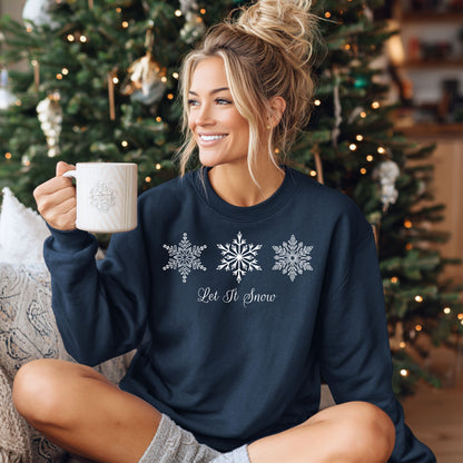 Let It Snow Snowflake Sweatshirt, Elegant Winter Snowflakes, Holiday Gift, Christmas Sweater, Winter Outfit