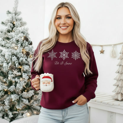 Let It Snow Snowflake Sweatshirt, Elegant Winter Snowflakes, Holiday Gift, Christmas Sweater, Winter Outfit