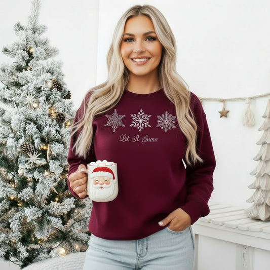 Let It Snow Snowflake Sweatshirt, Elegant Winter Snowflakes, Holiday Gift, Christmas Sweater, Winter Outfit