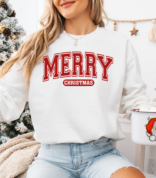 Merry Christmas Sweatshirt, Festive Holiday Pullover