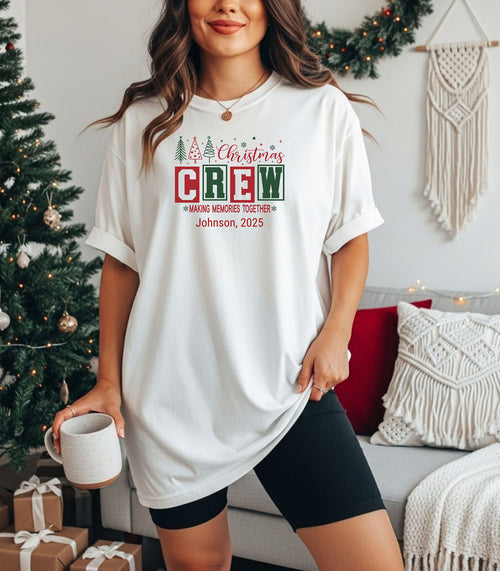 Personalized Christmas Crew T-Shirt, Matching Family Holiday Shirt