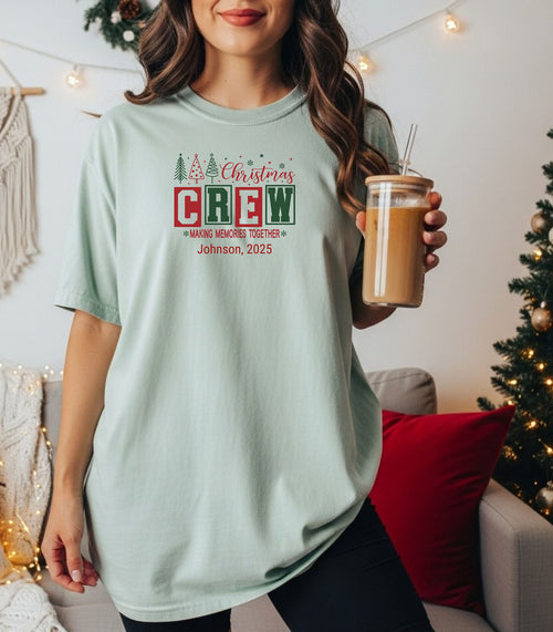 Personalized Christmas Crew T-Shirt, Matching Family Holiday Shirt