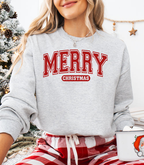 Merry Christmas Sweatshirt, Festive Holiday Pullover