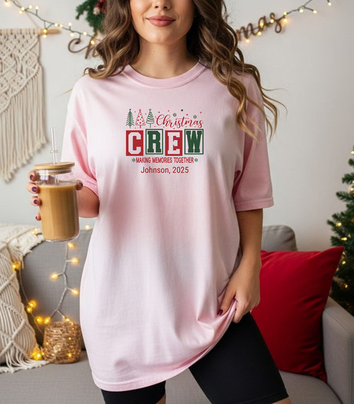 Personalized Christmas Crew T-Shirt, Matching Family Holiday Shirt