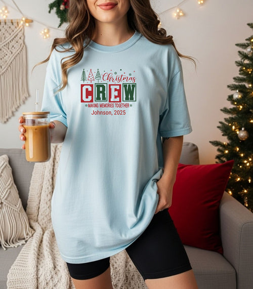 Personalized Christmas Crew T-Shirt, Matching Family Holiday Shirt