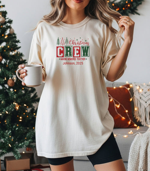 Personalized Christmas Crew T-Shirt, Matching Family Holiday Shirt