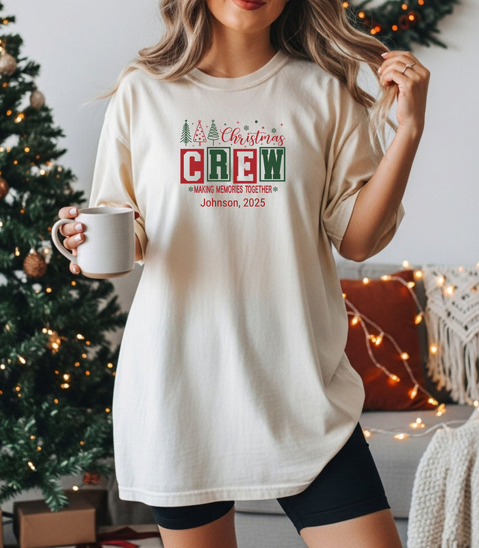Personalized Christmas Crew T-Shirt, Matching Family Holiday Shirt