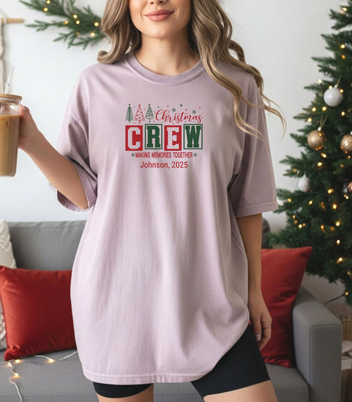 Personalized Christmas Crew T-Shirt, Matching Family Holiday Shirt