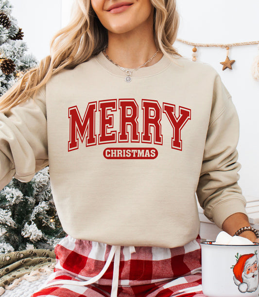 Merry Christmas Sweatshirt, Festive Holiday Pullover