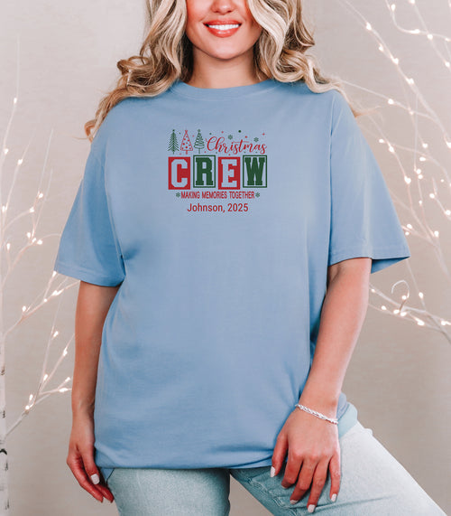 Personalized Christmas Crew T-Shirt, Matching Family Holiday Shirt