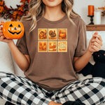 Thanksgiving Postage Stamps Shirt, Vintage Fall Harvest Tee, Pumpkin & Turkey Design