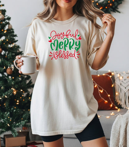 Joyful Merry Blessed T-Shirt, Christmas, and Gift Giving